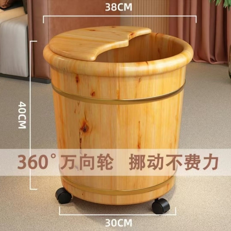 木製足浸しバケツ、無垢材のふくらはぎまで浸る足湯浴槽、蓋付き - Spa & Wellness Retreat のレビューと価格